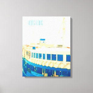 Hong Kong Harbour veerboot vintage Canvas Afdruk