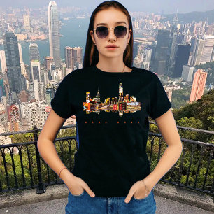 Hong Kong Haven Skyline Levendig Reis T-shirt