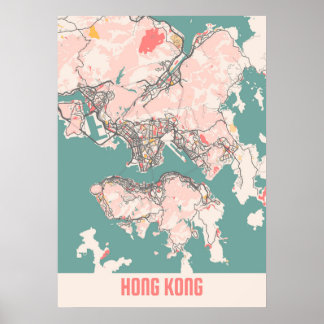Hong Kong - Hong Kong Chalk City Map Poster