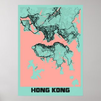 Hong Kong - Hong Kong Peony City Map Poster