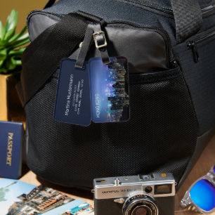 Hong Kong Island Skyline Panorama Night Souvenir Bagagelabel