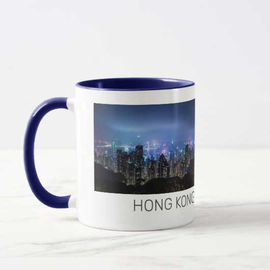 Hong Kong Island Skyline Panorama Night Souvenir Mok (Links)