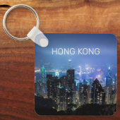 Hong Kong Island Skyline Panorama Night Souvenir Sleutelhanger (Voorkant)