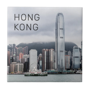 Hong Kong Island Skyline Retro Cityscape  Tegeltje