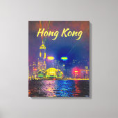 Hong Kong nachtlicht skyline modern reizen Canvas Afdruk (Voorkant)