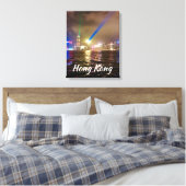 Hong Kong nachtlicht skyline modern reizen Canvas Afdruk (Insitu (Slaapkamer))