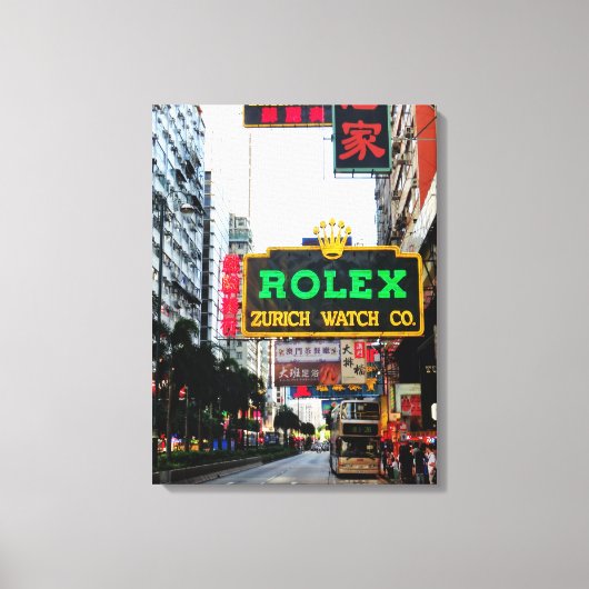 Hong Kong Nathan Road Stretched Canvas Print (Voorkant)