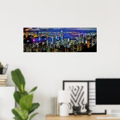 Hong Kong night skyline Poster (Thuiskantoor)