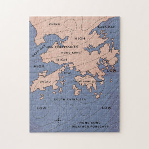 Hong Kong Oude Weerkaart Legpuzzel