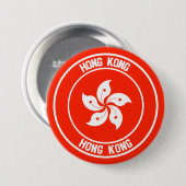 Hong Kong Round Emblem Ronde Button 7,6 Cm (Voorkant /achterkant)