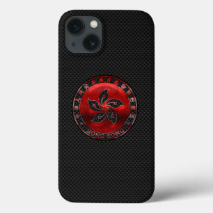 Hong Kong Ruby Seal on Carbon Fiber Print iPhone 13 Hoesje