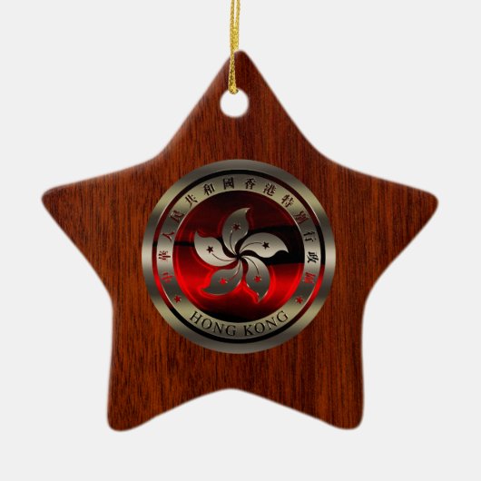 Hong Kong Ruby Seal on Mahogany Print Keramisch Ornament (Voorkant)
