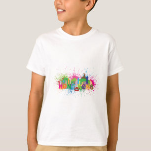 Hong Kong Skyline Abstracte kleurenillustratie T-shirt