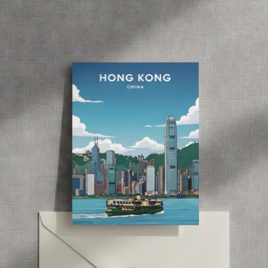 Hong Kong skyline Briefkaart