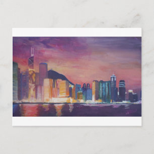 Hong Kong Skyline ' s nachts Briefkaart