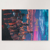 Hong Kong Skyscraper Skyline Night Lights Legpuzzel (Horizontaal)
