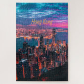 Hong Kong Skyscraper Skyline Night Lights Legpuzzel (Verticaal)