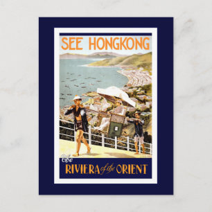 "Hong Kong Vintage Travel Poster" Briefkaart