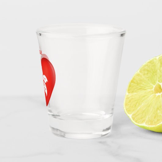 Hong Kong Vlag Hart Gepersonaliseerd Shot Glas (Rechts)