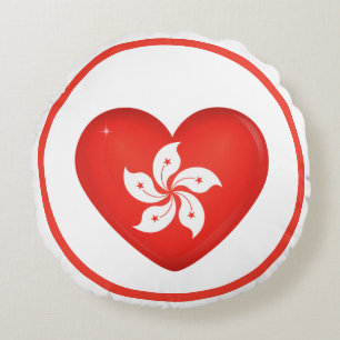 Hong Kong Vlag Hart Rond Kussen