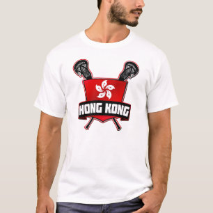 Hong Kong Vlag Lacrosse Logo met Rugprint T-shirt