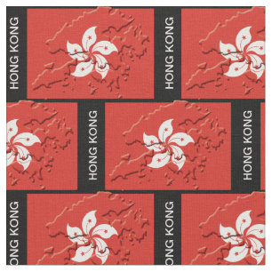 HONG KONG-vlag met tekst Stof