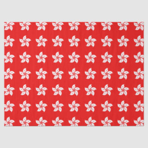 Hong Kong White Orchid Symbol on Red Tissuepapier