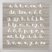 Hongaars alfabet in hout poster (Voorkant)