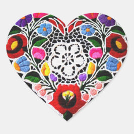 Hongaars borduurhart op zwart hart sticker
