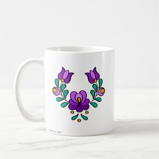 Hongaars borduurpatroon, "Matyó" -paarse Koffiemok
