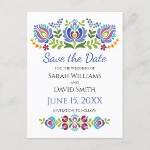 Hongaars Design Violet Bloemen Bruiloft Aankondigingskaart