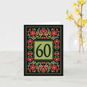 Hongaars Folk Design 60th Birthday Wenskaart Kaart