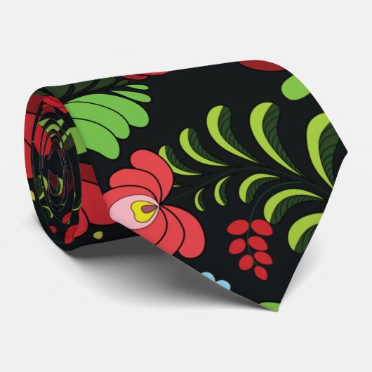 Hongaars Matyo Embroidery Pattern Stropdas (Opgerold)