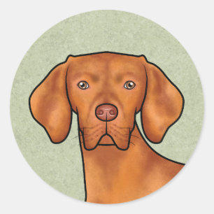 Hongaars Vizsla Cartoon Pointer Hondenkop Groen Ronde Sticker