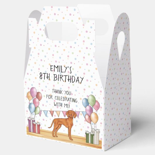 Hongaars Vizsla Dog Pastel Verjaardag Dank u Bedankdoosjes (Geopend)