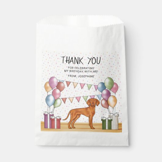 Hongaars Vizsla Dog Pastel Verjaardag Dank u Bedankzakje (Voorkant)