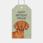Hongaars Vizsla Pointer Hond Hoofd Tekst Naam Groe Cadeaulabel (Voorkant)