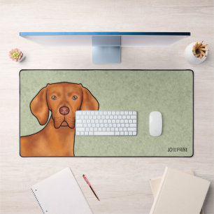 Hongaars Vizsla Pointer Hondenhoofd met naam Groen Bureaumat