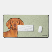 Hongaars Vizsla Pointer Hondenhoofd met naam Groen Bureaumat (Keyboard & Muis)