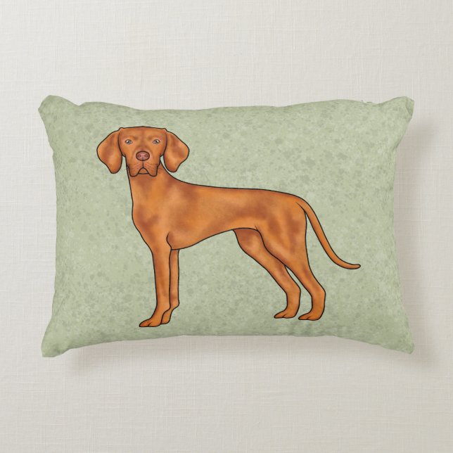 Hongaars Vizsla Schattige Cartoon Pointer Dog Gree Accent Kussen (Voorkant)