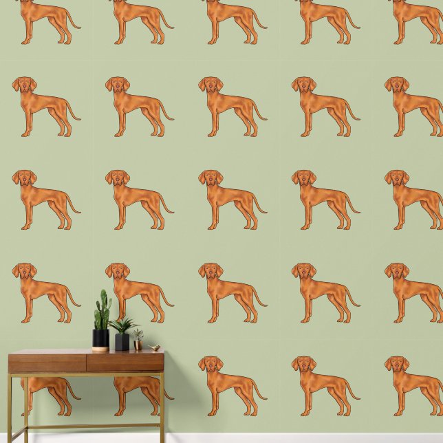 Hongaars Vizsla Schattige Cartoon Pointer Dog Gree Behang (Hal)