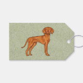 Hongaars Vizsla Schattige Cartoon Pointer Dog Gree Cadeaulabel (Voorkant (Horizontaal))