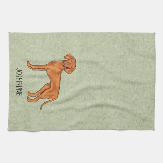 Hongaars Vizsla Schattige Pointer Dog met Naam Gro Theedoek (Horizontaal)