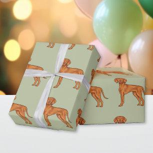 Hongaars Vizsla Schattige Pointer Hondenpatroon Gr Cadeaupapier