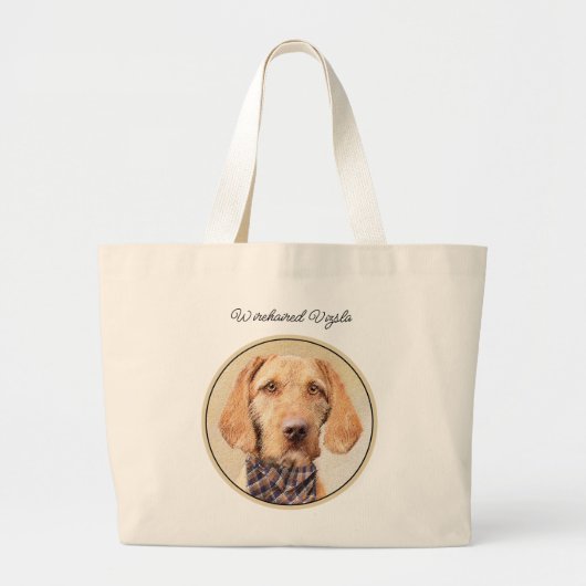 Hongaars Wirehaired Vizsla Schilderen Schattigee D Grote Tote Bag (Voorkant)