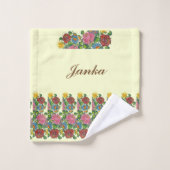 Hongaarse bloemen - naam toevoegen bad handdoek (Wasdoekje)