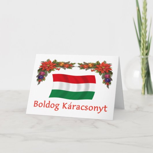 Hongaarse Boldog Karacsonyt Feestdagen Kaart (Voorkant)