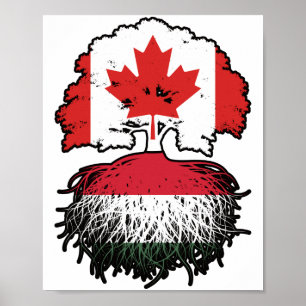 Hongaarse Canadese vlag over bomen in Canada Poster