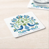 Hongaarse Design Blauwe Vogels Onderzetter (Schuin)