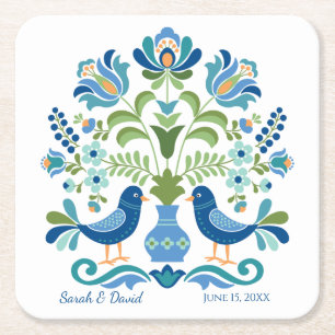 Hongaarse Design Blauwe Vogels Onderzetter